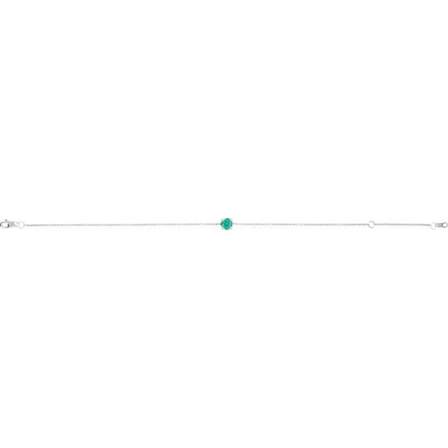 Round Natural Emerald Solitaire Link Bracelet In Gold & Platinum