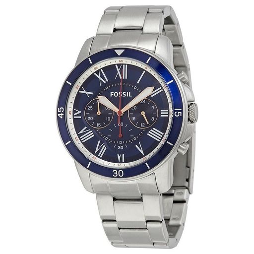 Fossil Mens FS5238 Grant Chronograph Stainless Steel Blue Dial Sport Watch