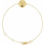 Round Natural Black Spinel Engravable Paw Print Bracelet In Gold & Platinum