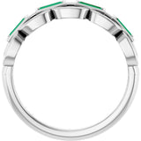 Straight Baguette Lab-Grown Emerald Accented Ring in Platinum