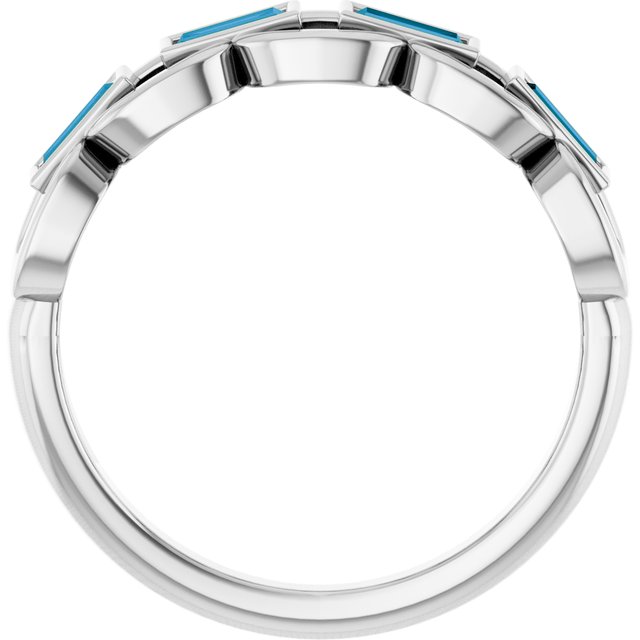 Straight Baguette London Blue Topaz Accented Ring in Platinum
