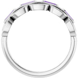 Straight Baguette Lab-Grown Purple Sapphire Accented Ring in Platinum