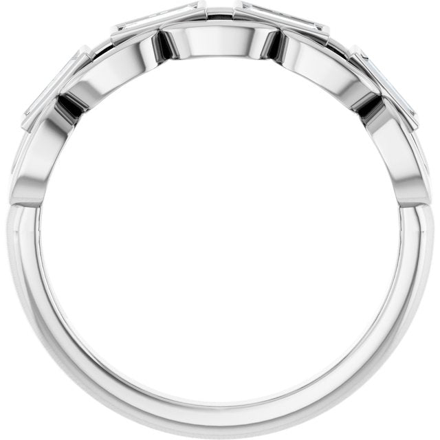 Straight Baguette Lab-Grown Moissanite Accented Ring in Platinum