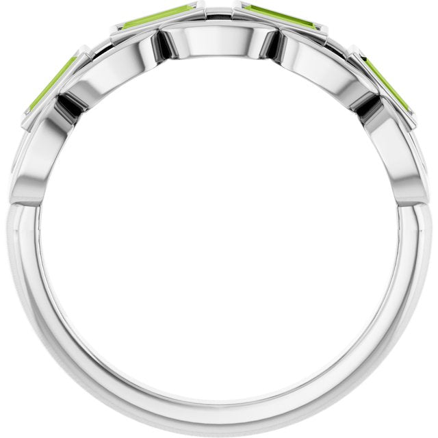 Straight Baguette Peridot Accented Ring in Platinum