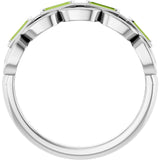 Straight Baguette Peridot Accented Ring in Platinum