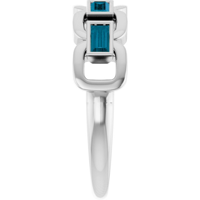 Straight Baguette London Blue Topaz Accented Ring in Platinum