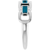 Straight Baguette London Blue Topaz Accented Ring in Platinum