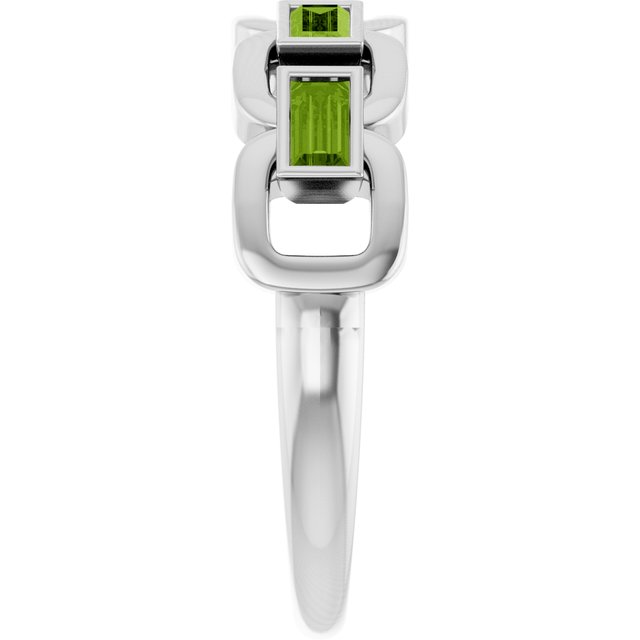 Straight Baguette Peridot Accented Ring in Platinum
