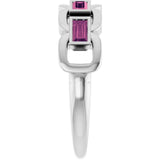 Straight Baguette Pink Tourmaline Accented Ring in Platinum