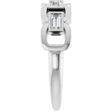 Straight Baguette Lab-Grown Moissanite Accented Ring in Platinum