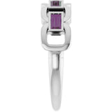 Straight Baguette Lab-Grown Alexandrite Ring in Gold and Platinum