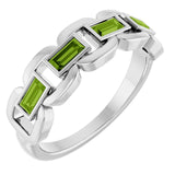Straight Baguette Peridot Accented Ring in Platinum