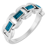 Straight Baguette London Blue Topaz Accented Ring in Platinum