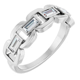 Straight Baguette Lab-Grown Moissanite Accented Ring in Platinum