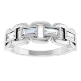 Straight Baguette Lab-Grown Moissanite Accented Ring in Platinum