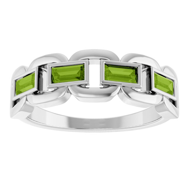 Straight Baguette Peridot Accented Ring in Platinum