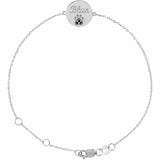 Round Natural Black Spinel Engravable Paw Print Bracelet In Silver