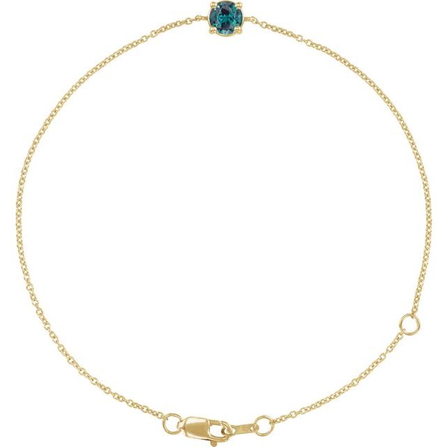 Round Lab-Grown Alexandrite Solitaire Link Bracelet In Gold & Platinum