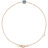 Round Natural Aquamarine Solitaire Link Bracelet In Gold & Platinum