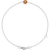 Round Natural Citrine Solitaire Link Bracelet In Gold & Platinum