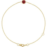 Round Lab-Grown Ruby Solitaire Link Bracelet In Gold & Platinum