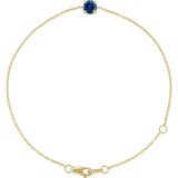 Round Natural Blue Sapphire Solitaire Link Bracelet In Gold & Platinum