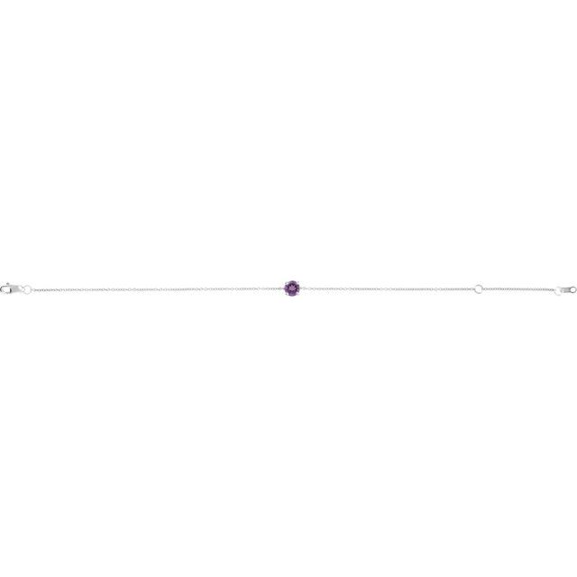 Round Natural Amethyst Solitaire Link Bracelet In Gold & Platinum