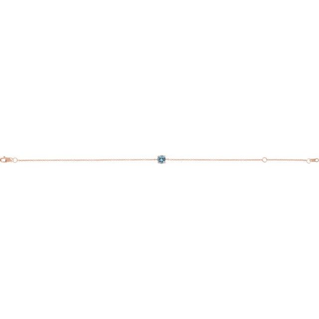 Round Natural Aquamarine Solitaire Link Bracelet In Gold & Platinum