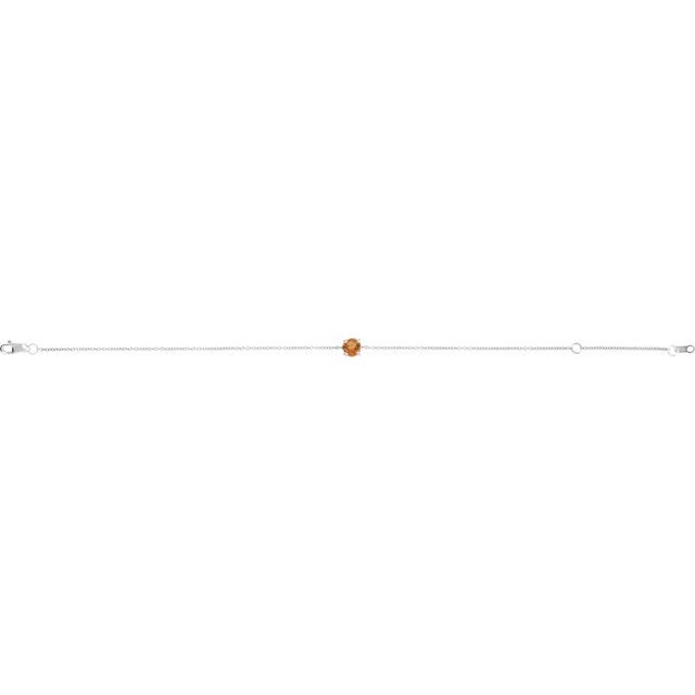 Round Natural Citrine Solitaire Link Bracelet In Gold & Platinum