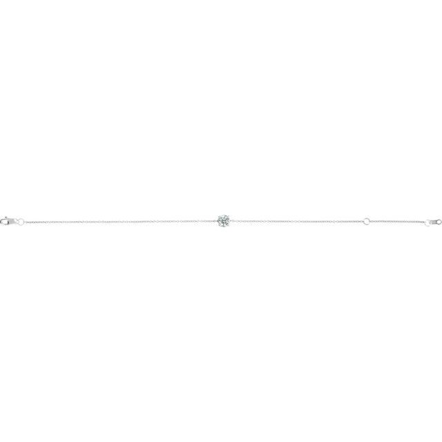 Round Natural White Sapphire Solitaire Link Bracelet In Silver