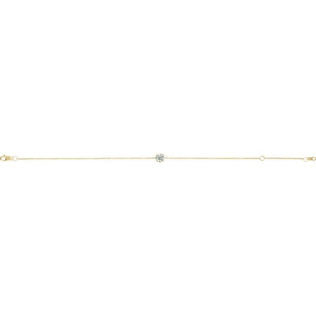 Round Natural White Sapphire Solitaire Link Bracelet In Gold & Platinum