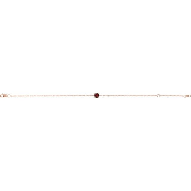 Round Natural Mozambique Garnet Solitaire Link Bracelet In Gold & Platinum