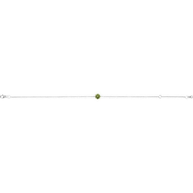 Round Natural Peridot Solitaire Link Bracelet In Gold & Platinum