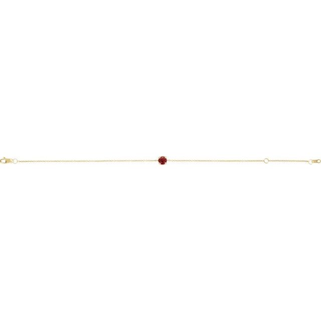 Round Lab-Grown Ruby Solitaire Link Bracelet In Gold & Platinum