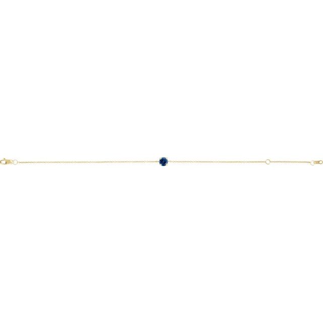 Round Natural Blue Sapphire Solitaire Link Bracelet In Gold & Platinum