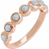 Round White Opal Cabochon Ring in Rose Gold