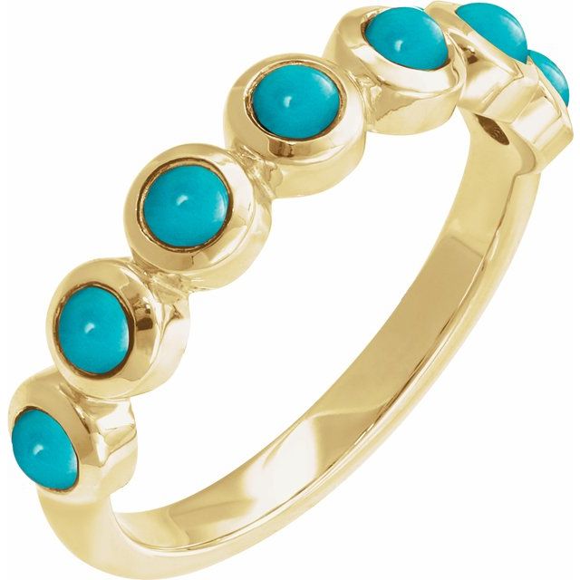 Round Turquoise Cabochon Ring in Yellow Gold