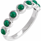 Round Emerald Cabochon Ring in White Gold