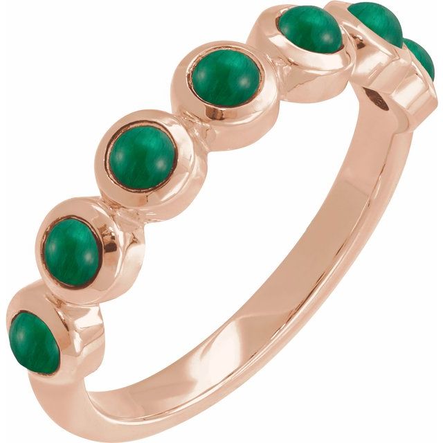 Round Emerald Cabochon Ring in Rose Gold
