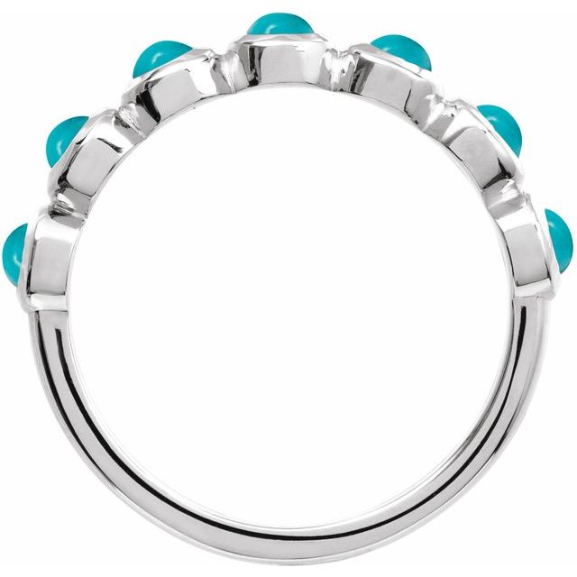 Round Turquoise Cabochon Ring in Gold and Platinum