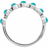 Round Turquoise Cabochon Ring in Gold and Platinum