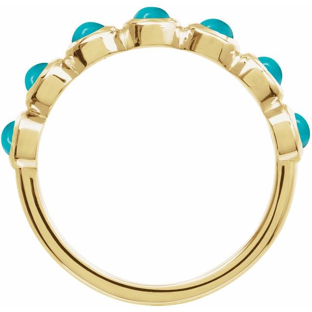 Round Turquoise Cabochon Ring in Yellow Gold