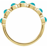 Round Turquoise Cabochon Ring in Yellow Gold