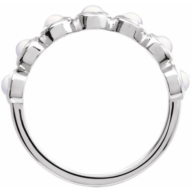 Round Rainbow Moonstone Cabochon Ring in Platinum