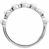 Round Rainbow Moonstone Cabochon Ring in White Gold