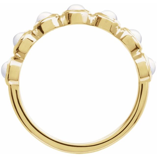 Round Rainbow Moonstone Cabochon Ring in Gold