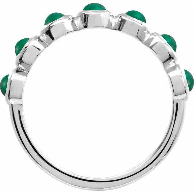Round Emerald Cabochon Ring in Platinum
