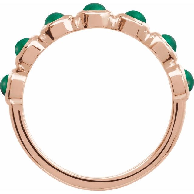 Round Emerald Cabochon Ring in Rose Gold