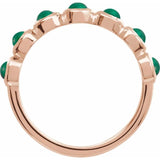 Round Emerald Cabochon Ring in Rose Gold