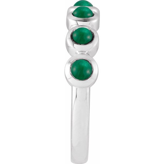 Round Emerald Cabochon Ring in White Gold